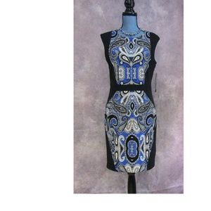 NEW ILE New York Black & Blue Print Dress Size 8
